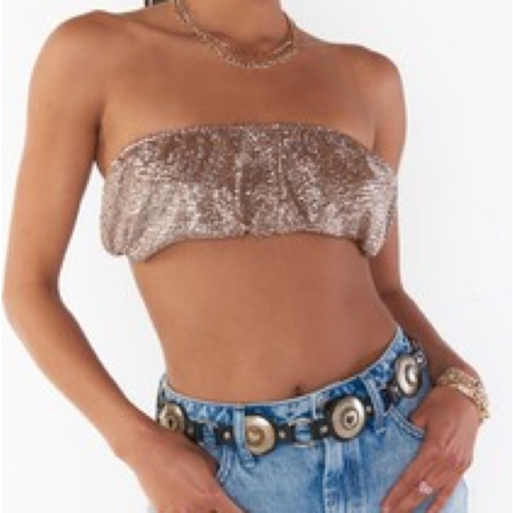 Show Me Your MuMu Sequin Crop Top in Bronze